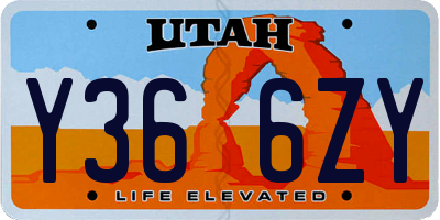 UT license plate Y366ZY