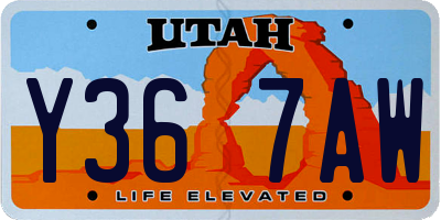 UT license plate Y367AW