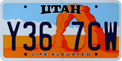 UT license plate Y367CW