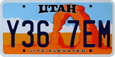 UT license plate Y367EM