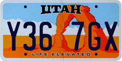 UT license plate Y367GX