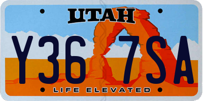 UT license plate Y367SA