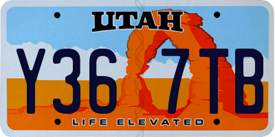UT license plate Y367TB