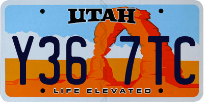 UT license plate Y367TC