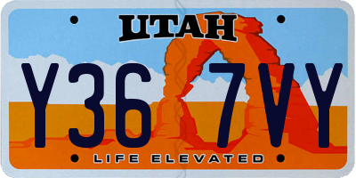 UT license plate Y367VY