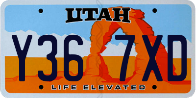 UT license plate Y367XD