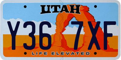 UT license plate Y367XF