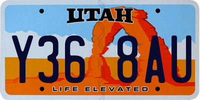 UT license plate Y368AU