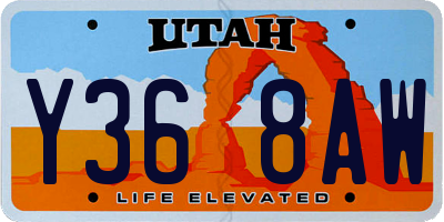 UT license plate Y368AW