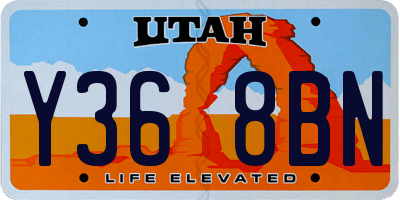 UT license plate Y368BN