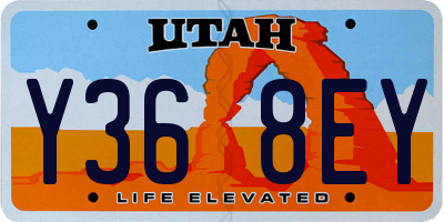 UT license plate Y368EY