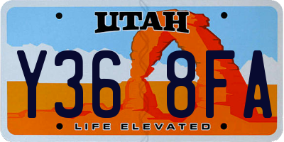 UT license plate Y368FA
