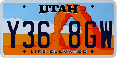 UT license plate Y368GW