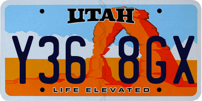 UT license plate Y368GX