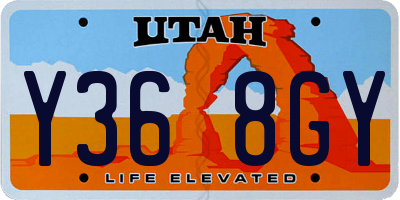 UT license plate Y368GY