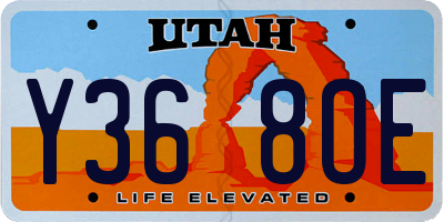 UT license plate Y368OE