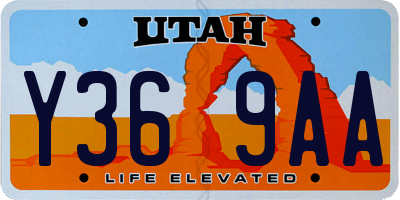 UT license plate Y369AA