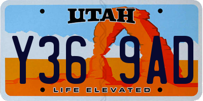 UT license plate Y369AD