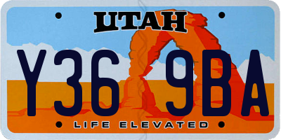UT license plate Y369BA