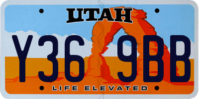 UT license plate Y369BB