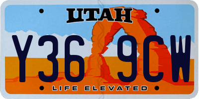 UT license plate Y369CW