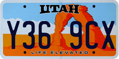 UT license plate Y369CX