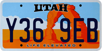 UT license plate Y369EB