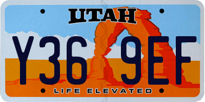 UT license plate Y369EF