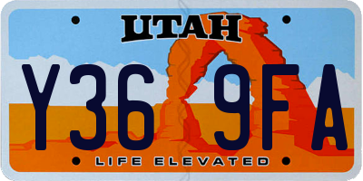 UT license plate Y369FA