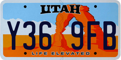 UT license plate Y369FB