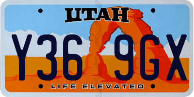 UT license plate Y369GX