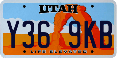 UT license plate Y369KB