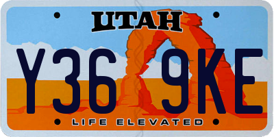 UT license plate Y369KE
