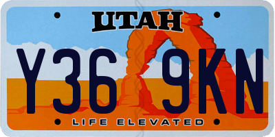 UT license plate Y369KN