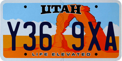 UT license plate Y369XA