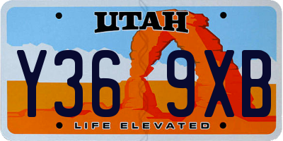 UT license plate Y369XB