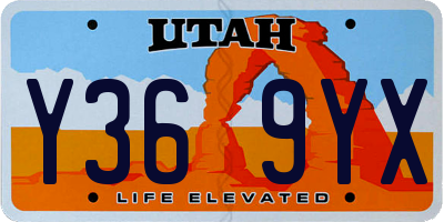 UT license plate Y369YX