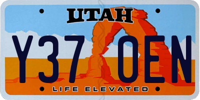 UT license plate Y370EN