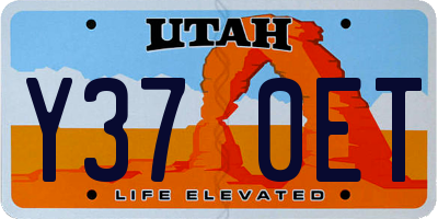 UT license plate Y370ET