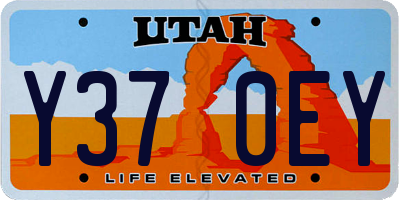 UT license plate Y370EY
