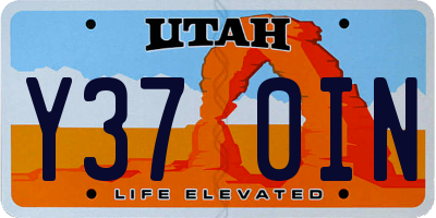 UT license plate Y370IN