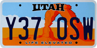 UT license plate Y370SW