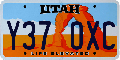 UT license plate Y370XC