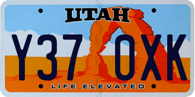 UT license plate Y370XK