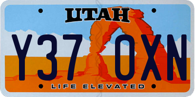 UT license plate Y370XN