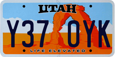 UT license plate Y370YK