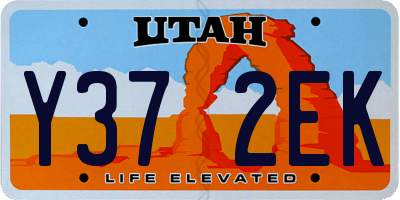 UT license plate Y372EK