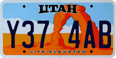 UT license plate Y374AB