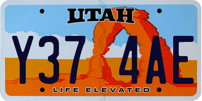 UT license plate Y374AE