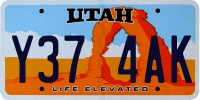 UT license plate Y374AK